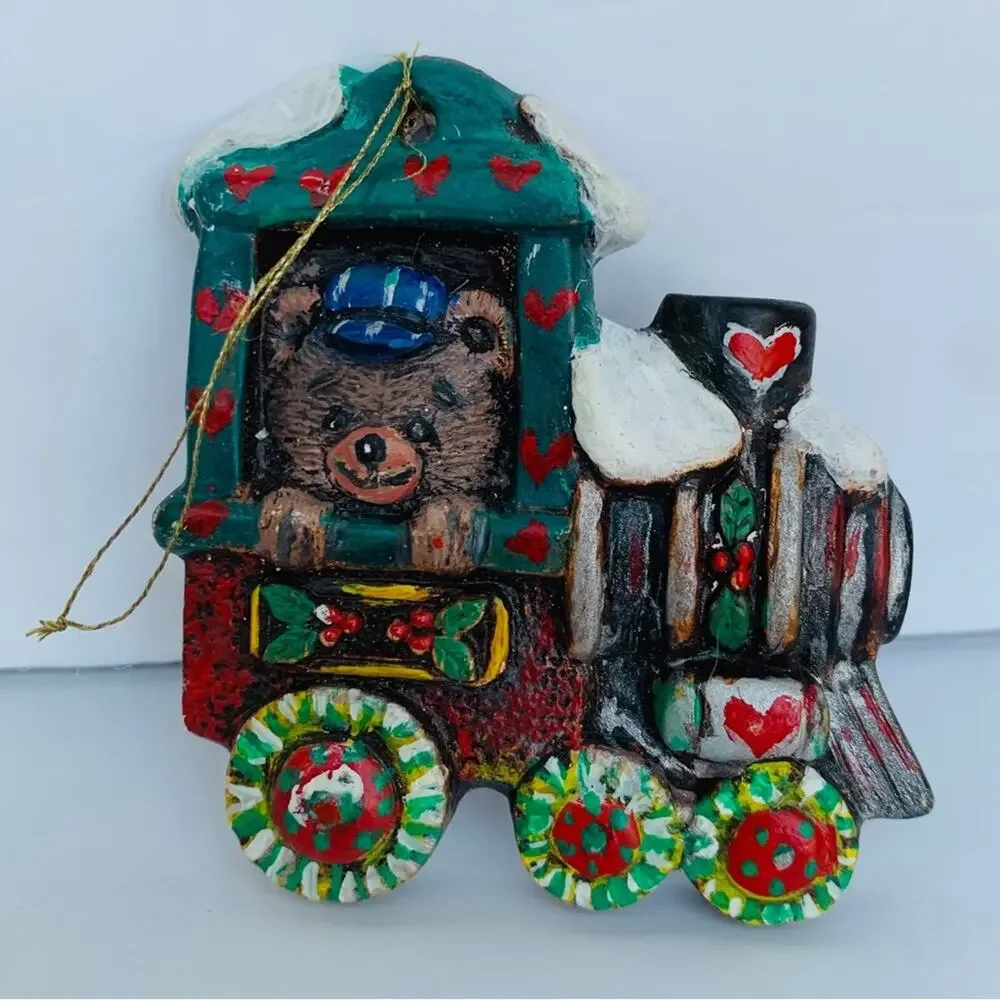 1986 Teddy Bear On Train Ornament